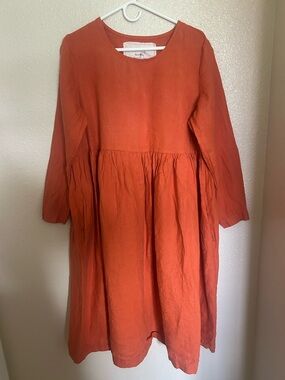 Orange linen dress